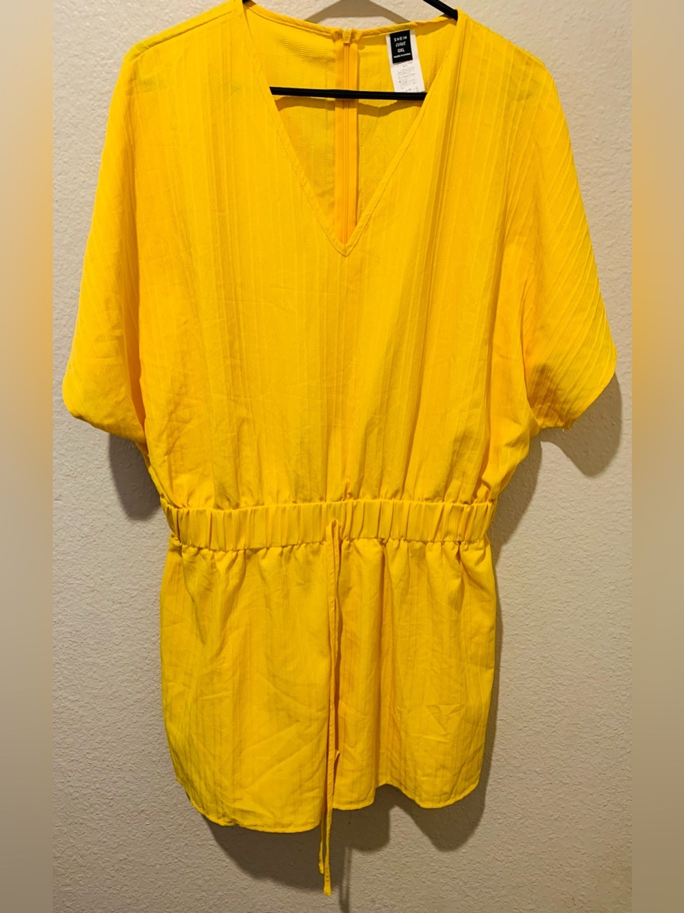 SHEIN Curve Yellow Textured Tunic Top